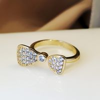 Fashion Micro-inlaid Zircon Bowknot Copper Ring main image 6