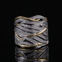 Retro Full Diamond Zircon Winding Multi-layer Gold Two-tone Ring main image 1
