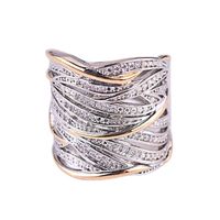 Retro Full Diamond Zircon Winding Multi-layer Gold Two-tone Ring main image 6