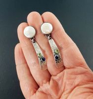 Bohemian Pearl Shell Earrings Diamond Peridot Earrings main image 1