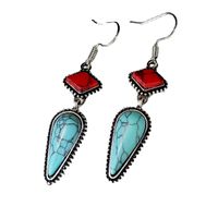Creative Retro Inlaid Red Turquoise Earrings New Earrings main image 6
