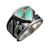 New Dragon Crystal Green Pine Gemstone Tree Leaf Ring main image 6