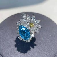 New Luxury Drop-shaped Topaz Open Color Treasure Earrings Ring main image 4