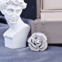 Hollow Rose Flower Necklace Camellia Earrings Micro Inlaid Open Ring Bracelet Female main image 5