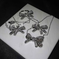 Bow Necklace Female Light Luxury Niche Butterfly New Ring Copper Jewelry main image 3