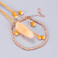 Rose Gold Color Gold Korean Fashion Round Bead Titanium Steel Bracelet main image 3