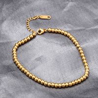 Rose Gold Color Gold Korean Fashion Round Bead Titanium Steel Bracelet main image 4