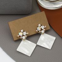 Classic Square Hollow Copper Earrings sku image 1