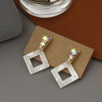 Fashionable Temperament Hollow Square Copper Earrings sku image 1