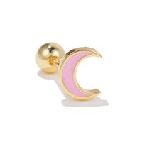 Classic Love Star Moon Earrings Screw Piercing Screw Ball Ear Studs sku image 24
