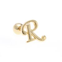 Simple Art Body 26 Letter Gold Color-preserving Glossy Earrings sku image 52