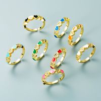 Creative Copper Gold-plated Micro-inlaid Zircon Heart-shaped Opening Adjustable Ring Female main image 1