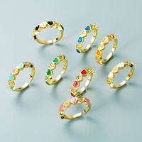Creative Copper Gold-plated Micro-inlaid Zircon Heart-shaped Opening Adjustable Ring Female main image 2