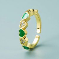 Creative Copper Gold-plated Micro-inlaid Zircon Heart-shaped Opening Adjustable Ring Female main image 6