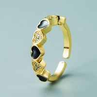 Creative Copper Gold-plated Micro-inlaid Zircon Heart-shaped Opening Adjustable Ring Female main image 7