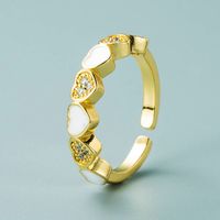 Creative Copper Gold-plated Micro-inlaid Zircon Heart-shaped Opening Adjustable Ring Female sku image 1