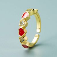 Creative Copper Gold-plated Micro-inlaid Zircon Heart-shaped Opening Adjustable Ring Female sku image 2