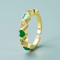Creative Copper Gold-plated Micro-inlaid Zircon Heart-shaped Opening Adjustable Ring Female sku image 3