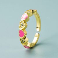 Creative Copper Gold-plated Micro-inlaid Zircon Heart-shaped Opening Adjustable Ring Female sku image 5
