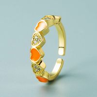 Creative Copper Gold-plated Micro-inlaid Zircon Heart-shaped Opening Adjustable Ring Female sku image 6