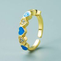 Creative Copper Gold-plated Micro-inlaid Zircon Heart-shaped Opening Adjustable Ring Female sku image 7