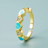 Creative Copper Gold-plated Micro-inlaid Zircon Heart-shaped Opening Adjustable Ring Female sku image 8