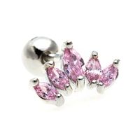 Color Zircon Bowknot Ear Bone Studs Screw Piercing Lock Earring sku image 14