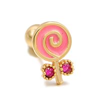 Ins Wind Pink ، حلوى ، مصاصة ، آيس كريم ، آذان ، 18k ، كرة من الذهب الحقيقي قفل ، برغي ، ثقب الأذن sku image 26