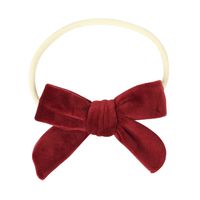 Baby Solid Color Velvet Stretch Seamless Nylon Bow Headband sku image 5