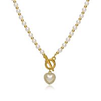 Pearl Retro Simple Necklace Heart Pendant Clavicle Chain Wholesale sku image 6