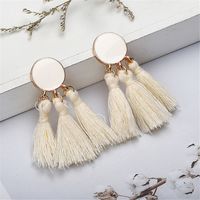 Trendy Bohemian Long Temperament Drip Oil Fan-shaped Tassel Earrings sku image 1