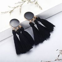 Trendy Bohemian Long Temperament Drip Oil Fan-shaped Tassel Earrings sku image 3