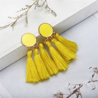 Trendy Bohemian Long Temperament Drip Oil Fan-shaped Tassel Earrings sku image 4