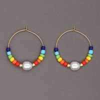 New Style Bohemian Rainbow Glass Beads Imitation Pearl Handmade Beaded Earrings sku image 1