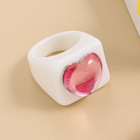 European And American Fashion Stitching Candy Color Peach Heart Resin Ring sku image 3