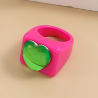 European And American Fashion Stitching Candy Color Peach Heart Resin Ring sku image 2