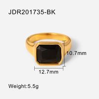 Retro 18k Gold Plated Square Zircon Stainless Steel Square Pink Green Zircon Glossy Ring sku image 10