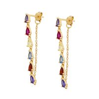 European And American Long Tassel Color Zircon Earrings sku image 1