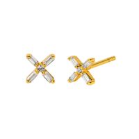 Micro-inlaid Zircon Cross Earrings Fashion Simple Earrings sku image 1
