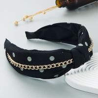 New Fashion Fabric Alloy Chain Twisted Wave Nodding Headband sku image 2