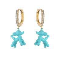 Balloon Dog Earrings Color Spray Paint Puppy Pendant Earrings Copper Jewelry sku image 3