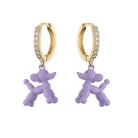 Balloon Dog Earrings Color Spray Paint Puppy Pendant Earrings Copper Jewelry sku image 6