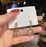 Korean Style Zircon Fashion Geometric Tassel Pendant Earring Copper Ear Jewelry sku image 1