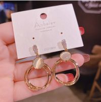 Korean Style Zircon Fashion Geometric Tassel Pendant Earring Copper Ear Jewelry sku image 8