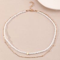 Fashion Creative Hollow Double-layer Chain Five-pointed Star Rice Bead Necklace sku image 1
