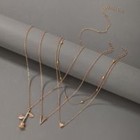 Fashion Jewelry Alloy Rose Multi-layer Geometric V-shaped Four-layer Necklace sku image 1