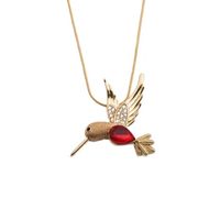 Geometric Copper Zircon Jewelry New Fashion Bird Pendant Necklace sku image 2