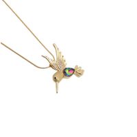 Geometric Copper Zircon Jewelry New Fashion Bird Pendant Necklace sku image 3