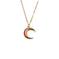 Star Pendant With Jewelry Copper Zircon Drip Oil Multicolor Moon Necklace sku image 1