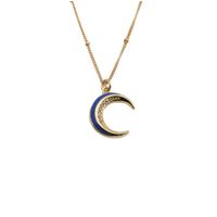 Star Pendant With Jewelry Copper Zircon Drip Oil Multicolor Moon Necklace sku image 2